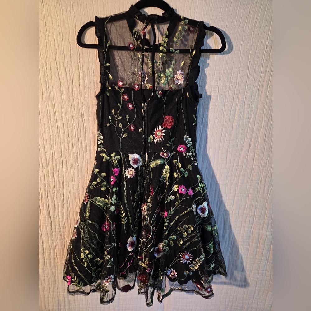 City Studio Black Dress with Floral Embroidery - Picture 5 of 6